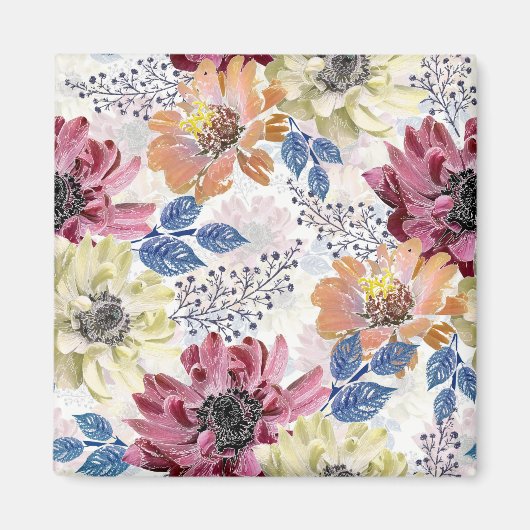 Vintages Rosa-Chrysanthemum Magnet (Vorne)