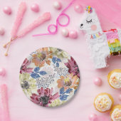 Vintages Rosa-Chrysanthemum Pappteller (Party)