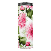 Vintages rosa Dahlias-Blumenmuster Thermosbecher (Rückseite)