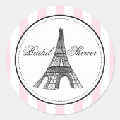 Vintages Rosa Eiffelturm Paris Brautparty Runder Aufkleber (Vorderseite)
