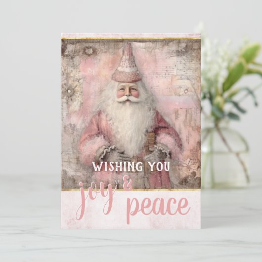 Vintages rosa Foto Weihnachten (Stehend Vorderseite)