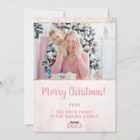 Vintages rosa Foto Weihnachten (Rückseite)