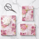 Vintages rosa goldfarbenes Damaskatmuster Geschenkpapier Set<br><div class="desc">Dieses elegante,  feminine Design besticht durch Vintage rosa und goldfarbene Blumenbouquets auf einem Hintergrund von bedrücktem Vintagem rosa Damast. Eine wunderschöne Geschenkpackung für Hochzeiten,  Brautpartys,  Geburtstage,  Babyduschen oder andere besondere Anlässe.</div>