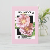 Vintages rosa Hollyhock-Samen-Paket Einladung (Stehend Vorderseite)
