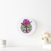 Vintages rosa Logo Runde Wanduhr (Zuhause)