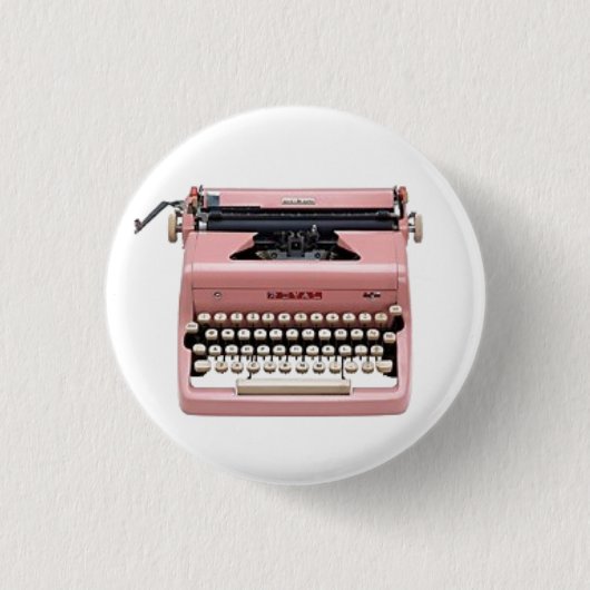 Vintages rosa manuelles Schreibmaschinen-Button Button (Vorderseite)