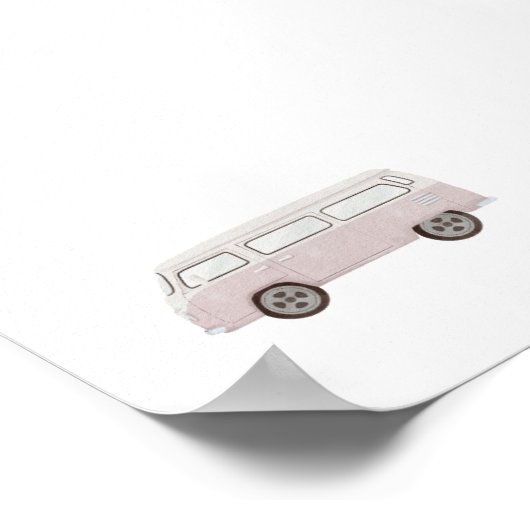 Vintages rosa Minivan Poster (Ecke)