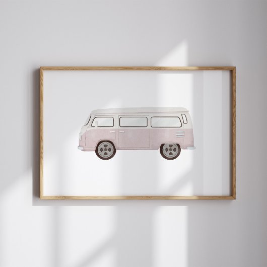 Vintages rosa Minivan Poster