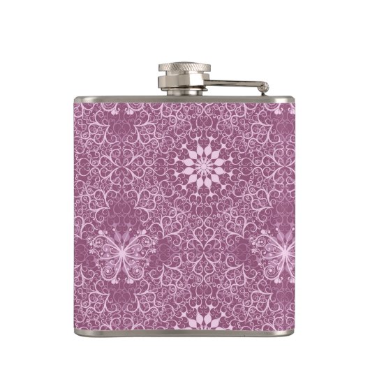 Vintages rosa Muster Flachmann (Rückseite)