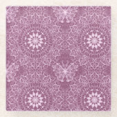 Vintages rosa Muster Glasuntersetzer (Vorderseite)