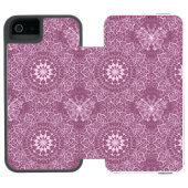 Vintages rosa Muster Incipio iPhone Geldbeutel-Hülle (Folio Geöffnet)