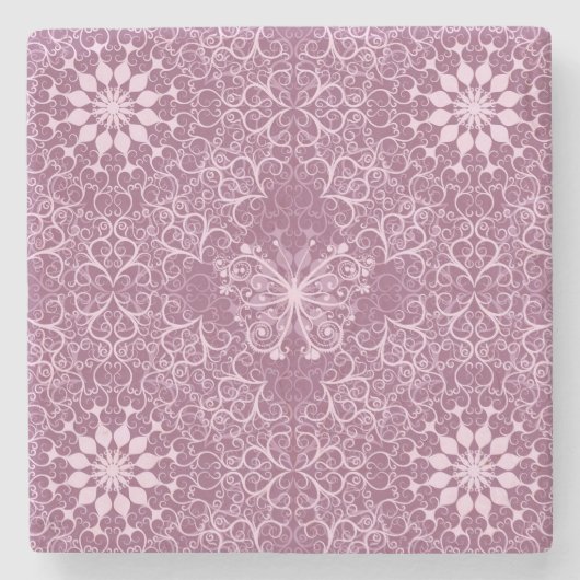 Vintages rosa Muster Steinuntersetzer (Vorderseite)