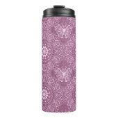 Vintages rosa Muster Thermosbecher (Vorderseite)