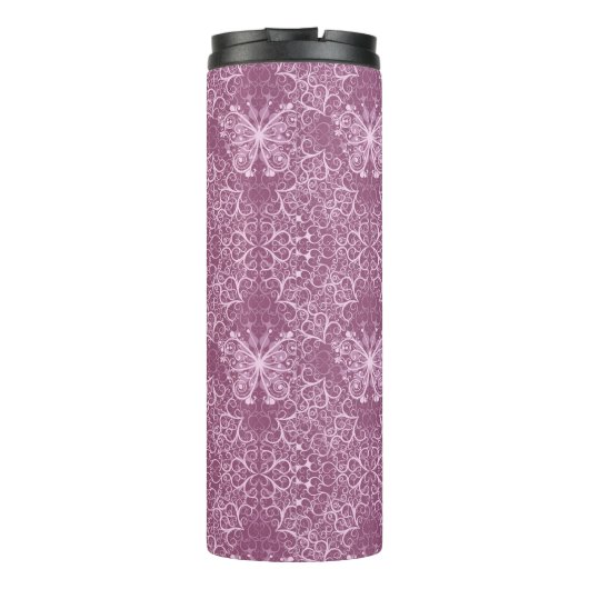 Vintages rosa Muster Thermosbecher (Rückseite)