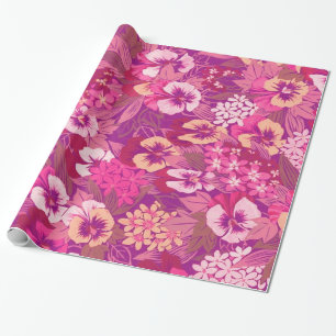 Vintages rosa Pansy-Pflaumen-mit BlumenParty Geschenkpapier