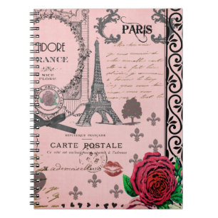 Vintages rosa Paris-Collagennotizbuch Notizblock