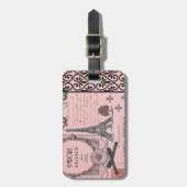 Vintages Rosa Paris Gepäckstück Gepäckanhänger (Vorderseite vertikal)