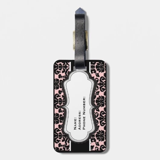 Vintages Rosa Paris Gepäckstück Gepäckanhänger (Rückseite vertikal)