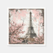 Vintages rosa Pariser Muster Serviette (Vorderseite)