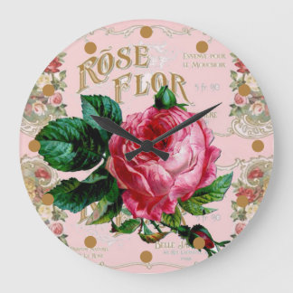 Vintages Rosa Pariser Shabby Chic Große Wanduhr
