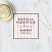 Vintages Rosa Pariser Streifen Brautparty Serviette