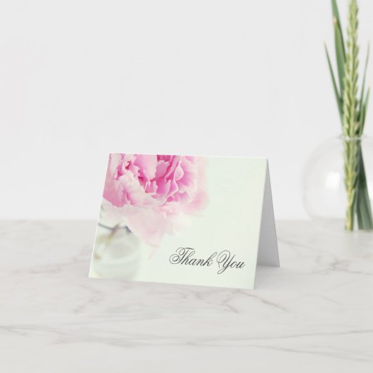 Vintages rosa Pfingstrosen-Maurer-Glas danken Dankeskarte (Vorderseite)