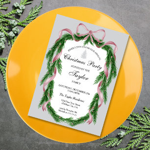 Vintages Rosa Ribbon Kraz Weihnachtsessen Party Einladung