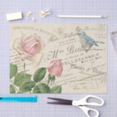 Vintages Rosa Rose Blue Bird Collage Seidenpapier (Handwerk)