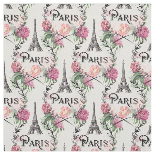 Vintages rosa Rosen-Gewebe Paris Stoff (Muster)