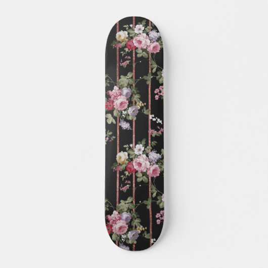 Vintages rosa Rosen-Imitat-Rosengold stripes Skateboard (Vorne)