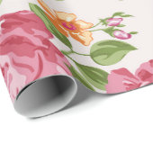 Vintages rosa Roses Bouquet Blumenmuster Geschenkpapier (Rolleneckpunkt)