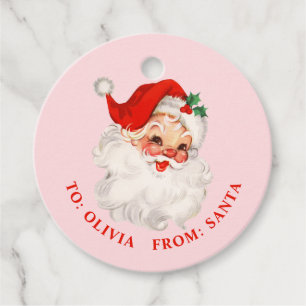Vintages rosa Santa-Geschenk Geschenkanhänger
