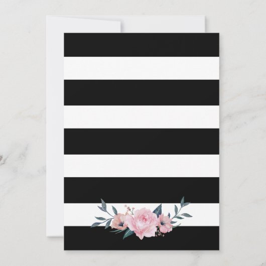 Vintages Rosa Schwarzes Brautparty Einladung (Rückseite)