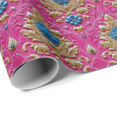 Vintages rosa thailändisches Muster Geschenkpapier (Rolleneckpunkt)