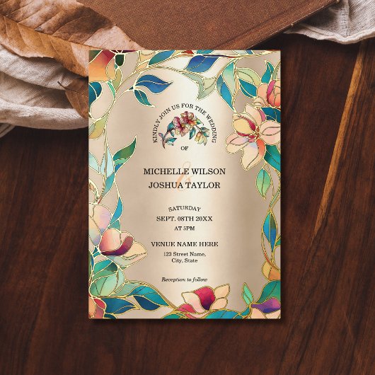 Vintages Rosa Türkis Gestaltetes Glas Jugendstil Folieneinladung