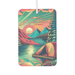 Vintages Rosa und Aquamarines Camping Autolufterfrischer
