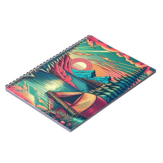 Vintages Rosa und Aquamarines Camping Notizblock (Linke Seite)