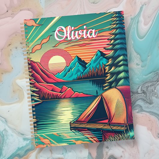 Vintages Rosa und Aquamarines Camping Personalisie Planer