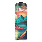 Vintages Rosa und Aquamarines Camping Personalisie Thermosbecher (Vorderseite)