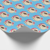 Vintages Rosa und Blauer Santa Geschenkpapier (Ecke)