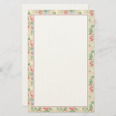 Vintages rosa und blaues Blume-Muster Briefpapier (Vorne/Hinten)