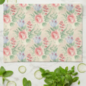 Vintages rosa und blaues Blume-Muster Geschirrtuch (Gefaltet)