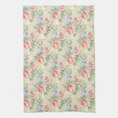 Vintages rosa und blaues Blume-Muster Geschirrtuch (Vertikal)