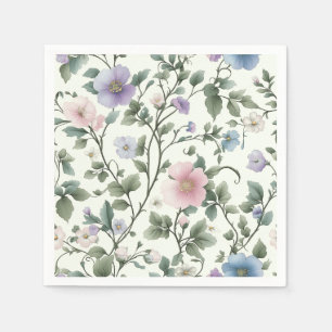 Vintages rosa und blaues botanisches Design Serviette