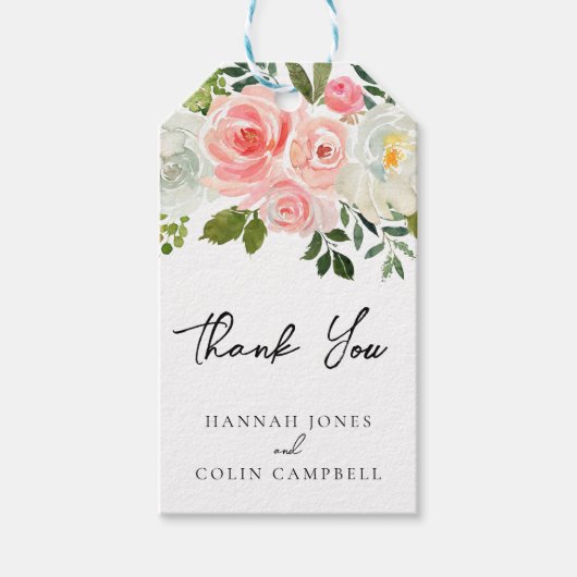 Vintages Rosa und Elfenbeinküste Rose Garland Geschenkanhänger (Vorderseite)