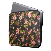 Vintages rosa und gelbes Blumenmuster Laptopschutzhülle (Vorderseite Links)