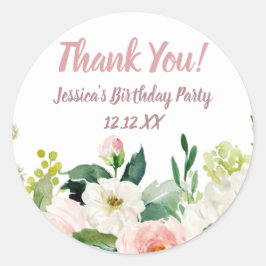 Vintages Rosa und goldenes Aquarell Floral Vielen Runder Aufkleber