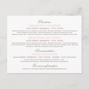 Vintages Rosa und Graue Hochzeitsinformationen Begleitkarte