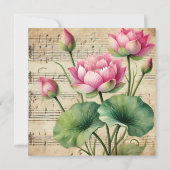 Vintages Rosa und Grün Lotus Scrapbook Einladung (Rückseite)