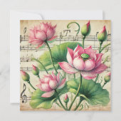 Vintages Rosa und Grün Lotus Scrapbook Einladung (Vorderseite)